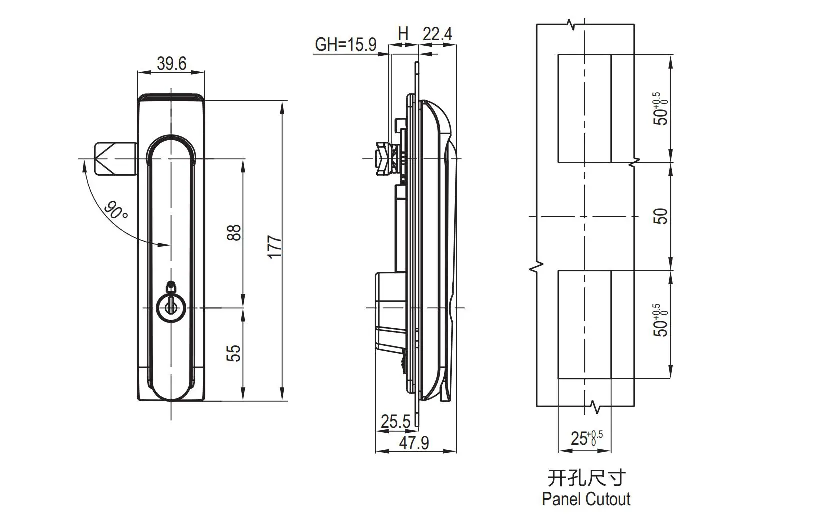 平面型转动把手 1207系列