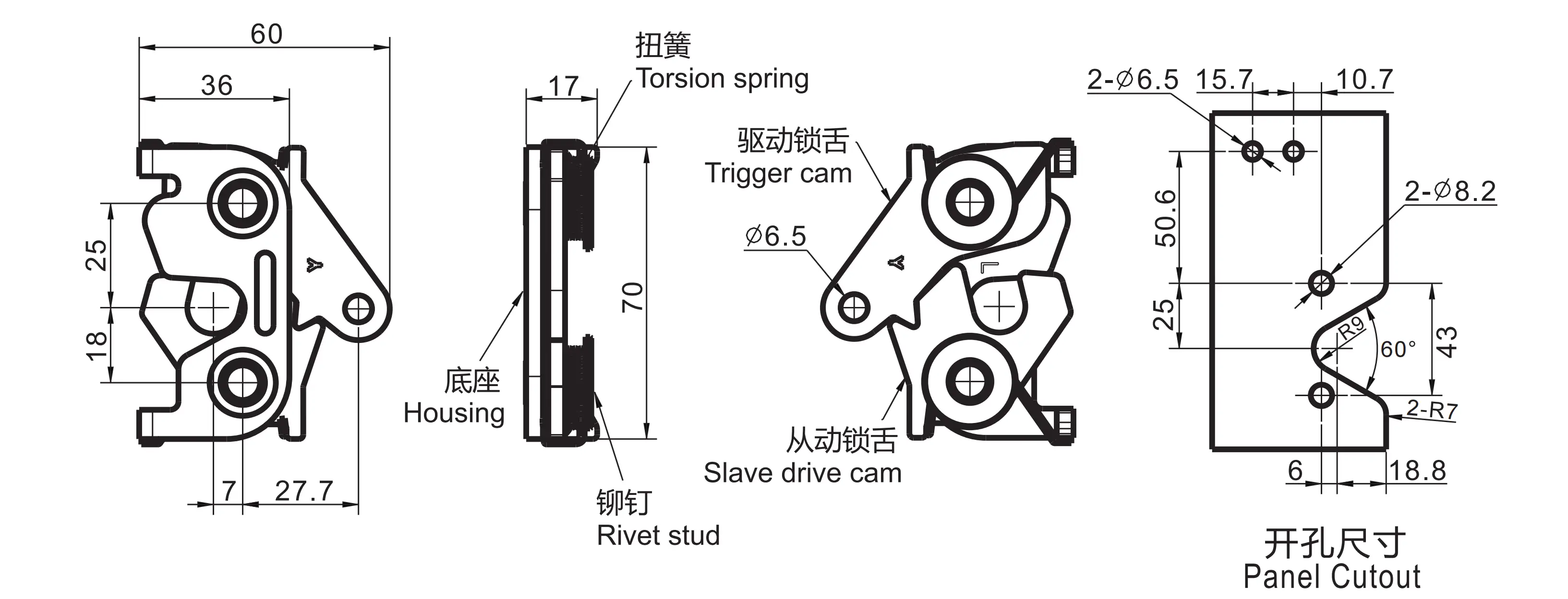 转动式门锁 1803中型系列