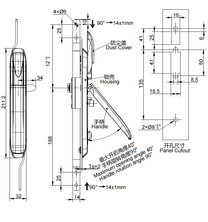 连杆型旋转把手 1150连杆系列